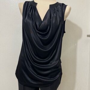 New York & Company Black Draped Sleeveless Blouse